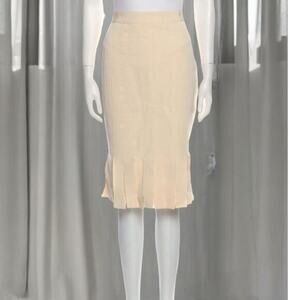 THAKOON‎ Grosgrain Skirt Size 8 Knee or Midi Cream Off-White